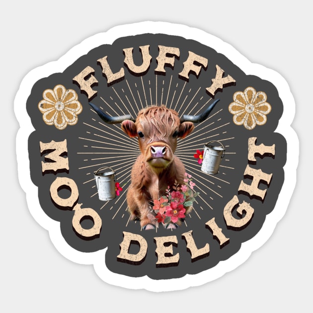 Fluffy Moo Delight Baby Highland Cow Sticker by Jo Palmer